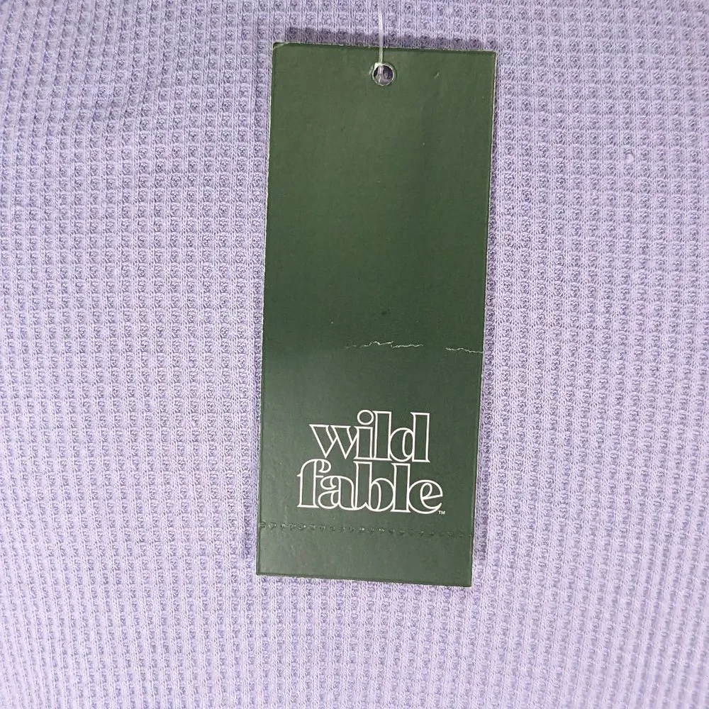 Wild Fable Purple Cropped Waffle Knit Long Sleeve Top Size Medium